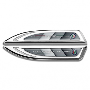 Alfa Romeo Emblem Fender Badge Silver Grey Segments Classic Logo Motif