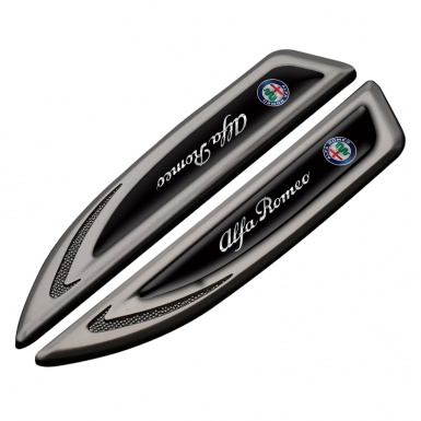 Alfa Romeo Fender Metal Emblem Graphite Black Base Chrome Logo Design