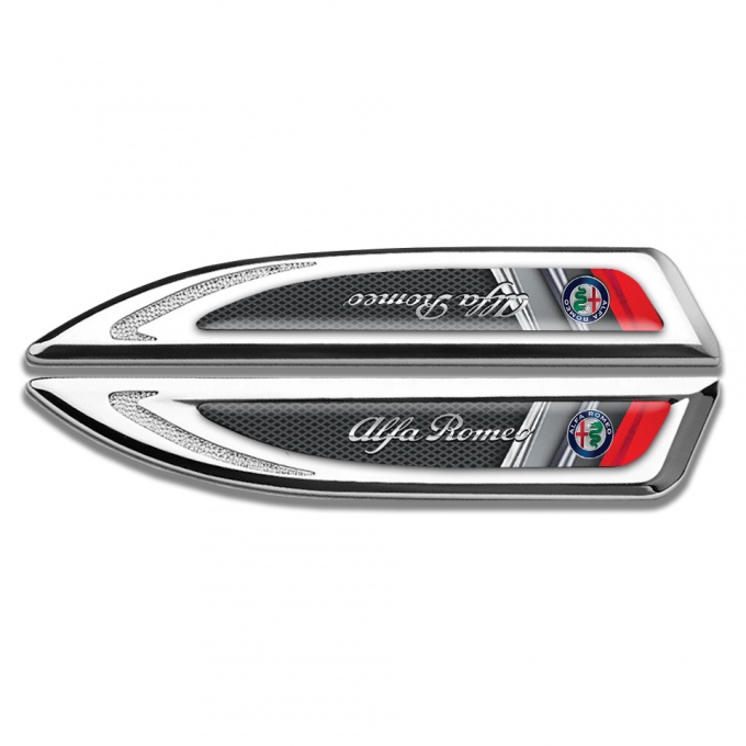 Alfa Romeo Fender Badge Self Adhesive Silver Dark Grate Red Fragment