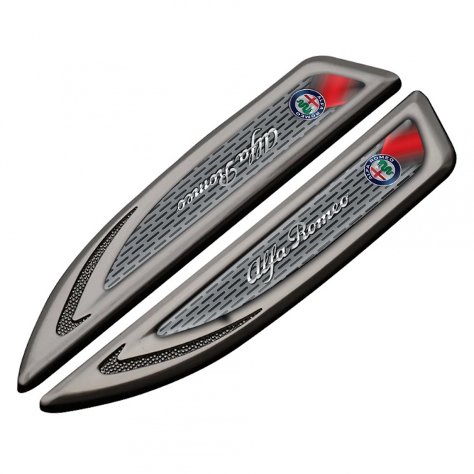 Alfa Romeo Emblem Fender Badge Graphite Industrial Grate Chrome Logo