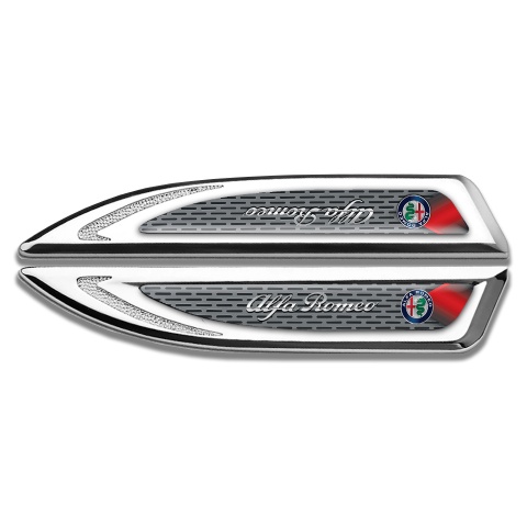 Alfa Romeo Emblem Fender Badge Silver Industrial Grate Chrome Logo