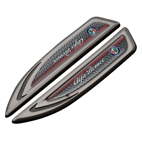 Alfa Romeo Fender Emblem Badge Graphite Steel Grate Chrome Logo Design