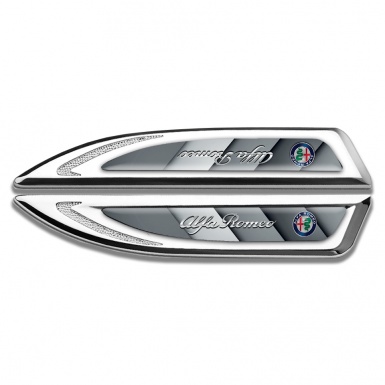 Alfa Romeo Fender Badge Self Adhesive Silver Greyscale Segments Edition