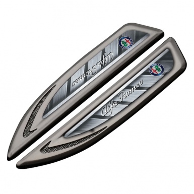 Alfa Romeo Fender Emblem Badge Graphite Metallic Texture Chrome Edition