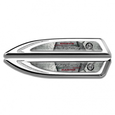 Alfa Romeo Fender Emblem Badge Silver Stone Texture Racing Design