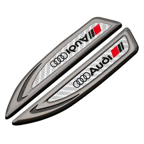 Audi Fender Metal Badge Graphite White Carbon Black Logo Design