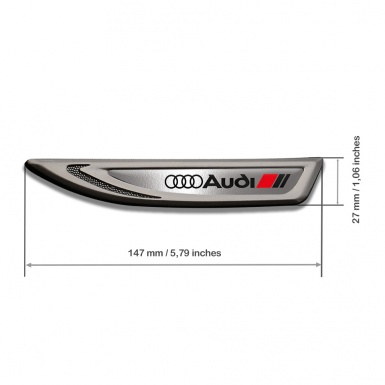Audi Fender Bodyside Emblem Graphite Polished Metal Surface Black Logo