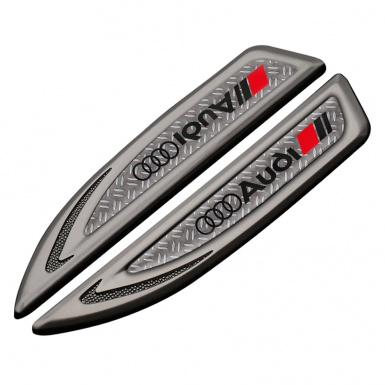 Audi Fender Emblem Badge Graphite Metal Treadplate Black Rings Design