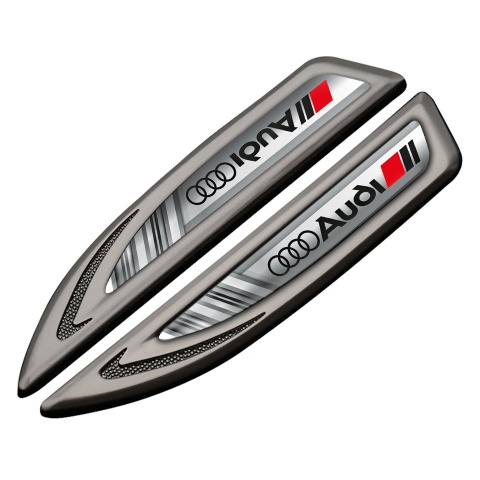 Audi Fender Metal Badge Graphite Greyscale Pattern Classic Black Logo