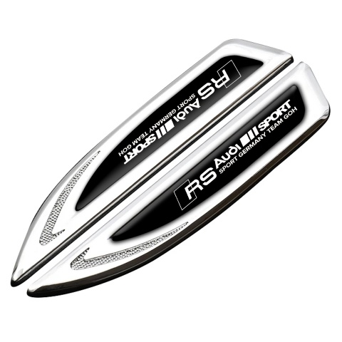 Audi RS Fender Bodyside Badge Silver Black Base White Sport Logo