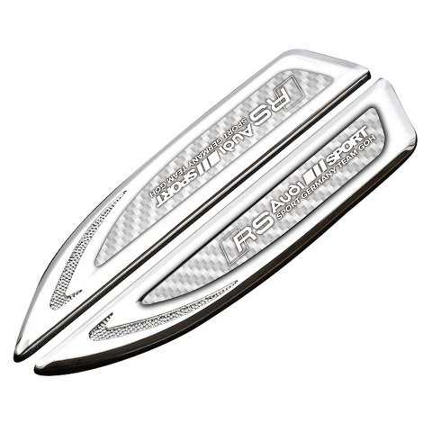 Audi RS Fender Emblem Self Adhesive Silver White Carbon Sport Logo