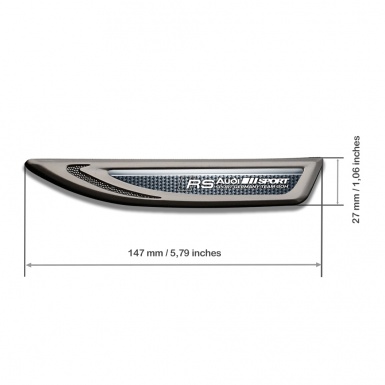 Audi RS Fender Emblem Badge Graphite Carbon Base Greyscale Sport Stripe