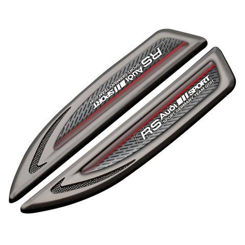 Audi RS Fender Metal Badge Graphite Steel Grate Sport Team Logo Design