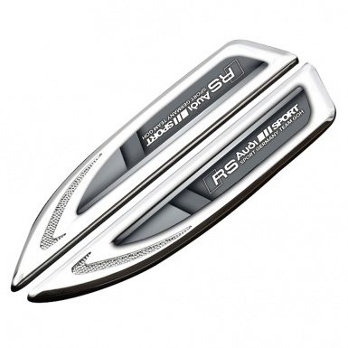 Audi RS Emblem Fender Badge Silver Greyscale Pattern Sport Team Logo