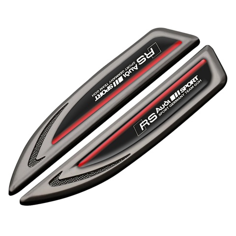 Audi RS Fender Bodyside Emblem Graphite Black Fill Red Line Sport Edition
