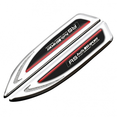 Audi RS Fender Bodyside Emblem Silver Black Fill Red Line Sport Edition