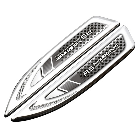 Audi RS Fender Metal Badge Silver Perforated Grate Sport Team Logo