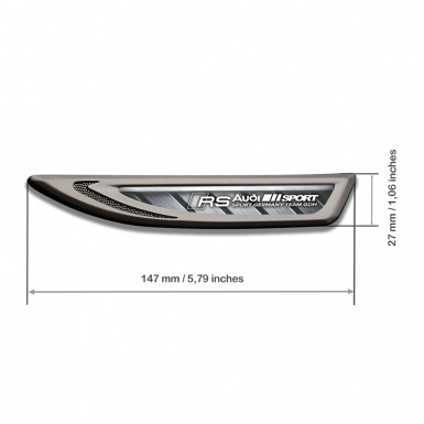 Audi RS Fender Bodyside Badge Graphite Brushed Metal Panels Sport Design