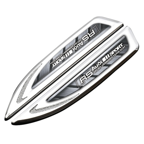 Audi RS Fender Bodyside Badge Silver Brushed Metal Panels Sport Design