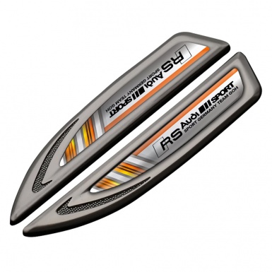 Audi RS Fender Metal Emblem Graphite Orange Fragments Black Sport Logo