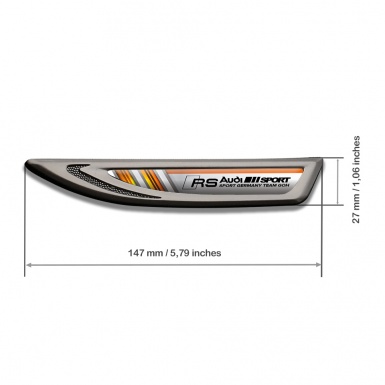 Audi RS Fender Metal Emblem Graphite Orange Fragments Black Sport Logo