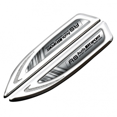 Audi RS Fender Bodyside Emblem Silver Grey Elements Black Sport Logo