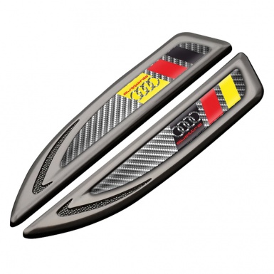 Audi Quattro Fender Emblem Badge Graphite Light Carbon Germany Flag Edition