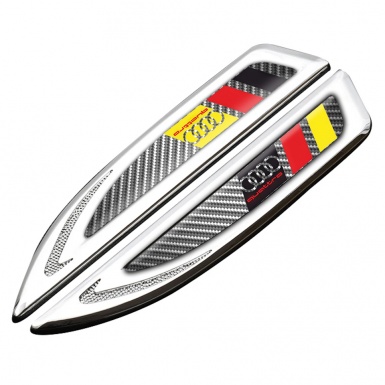 Audi Quattro Fender Emblem Badge Silver Light Carbon Germany Flag Edition