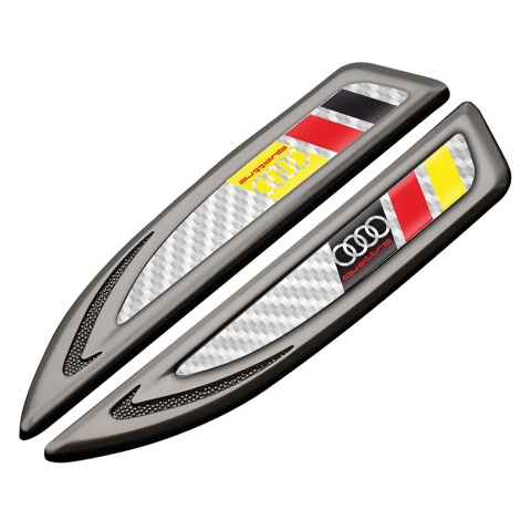 Audi Quattro Fender Metal Badge Graphite White Carbon Germany Flag Edition