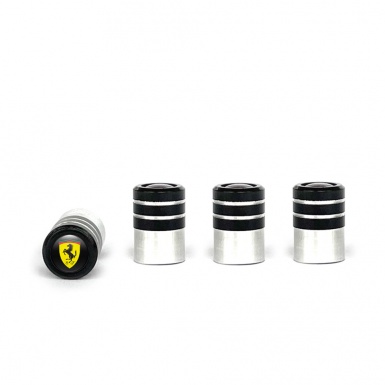 Ferrari Valve Caps 4 pcs Black Silicone Sticker Classic Logo