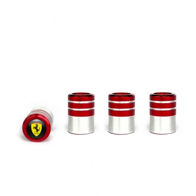 Ferrari Valve Caps Red 4 pcs Black Silicone Sticker Classic Logo
