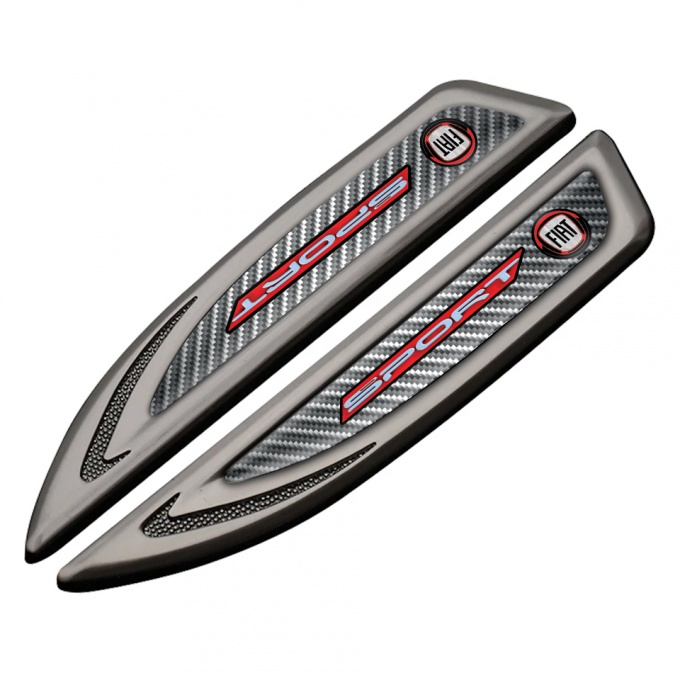 Fiat Emblem Fender Badge Graphite Light Carbon Red Sport Logo Edition