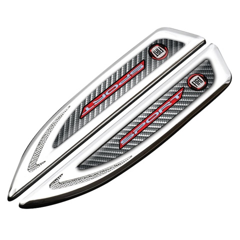 Fiat Emblem Fender Badge Silver Light Carbon Red Sport Logo Edition