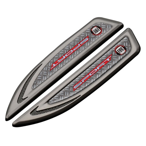 Fiat Fender Metal Badge Graphite Metal Treadplate Crimson Logo Edition