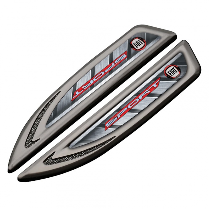 Fiat Emblem Fender Badge Graphite Metallic Ornament Red Logo Design