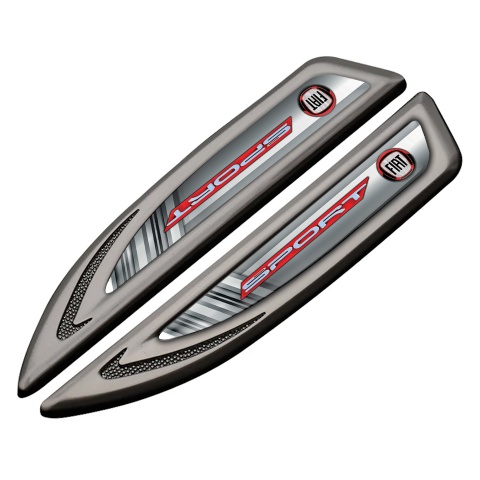 Fiat Fender Emblem Badge Graphite Grey Stripes Crimson Logo Variant