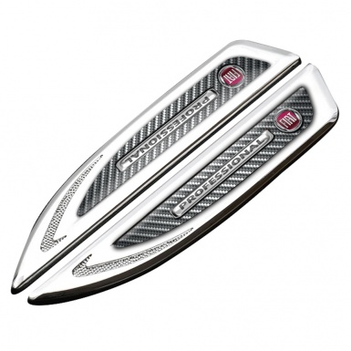 Fiat Fender Metal Badge Silver Light Carbon Professional Edition