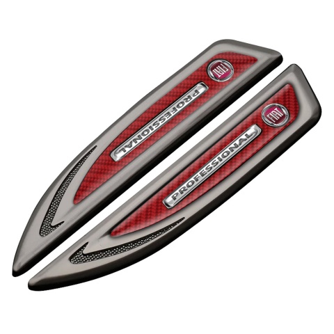 Fiat Fender Emblem Self Adhesive Graphite Red Carbon Professional Series