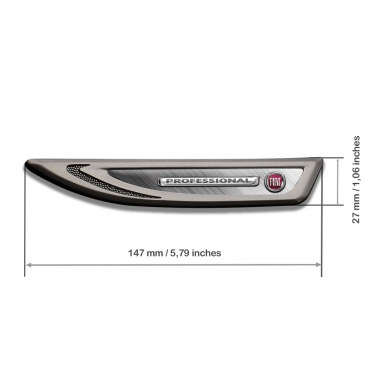 Fiat Fender Bodyside Emblem Graphite Brushed Steel Professional Series