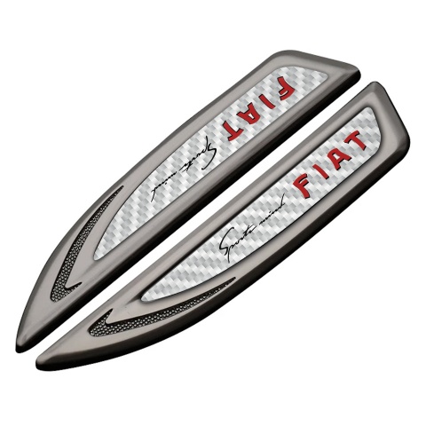 Fiat Fender Metal Badge Graphite White Carbon Red Logo Sport Mind