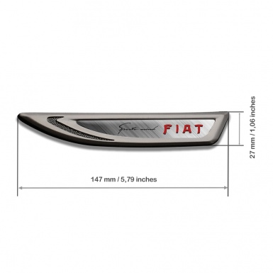 Fiat Fender Emblem Self Adhesive Graphite Brushed Steel Sport Mind Edition