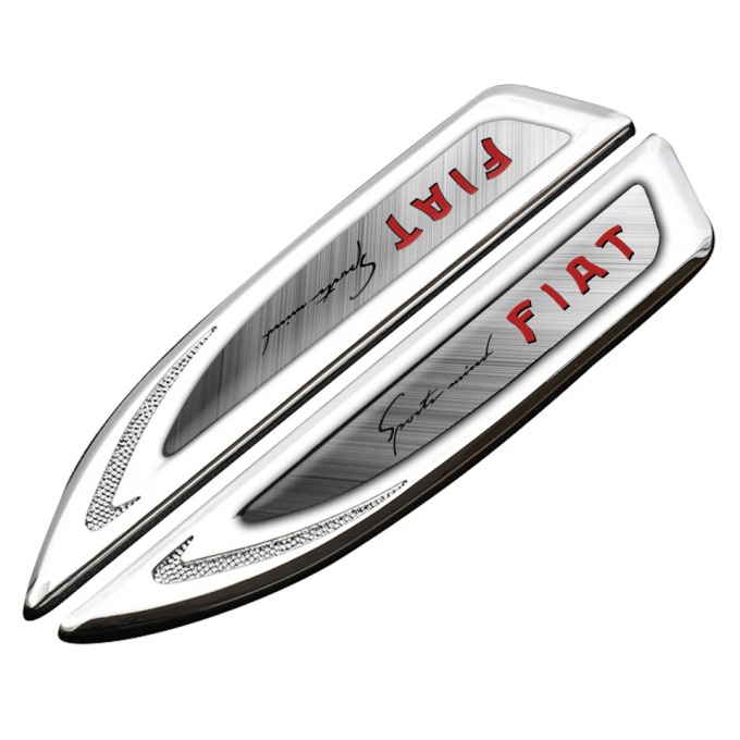 Fiat Fender Emblem Self Adhesive Silver Brushed Steel Sport Mind Edition