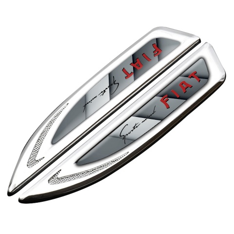 Fiat Fender Emblem Badge Silver Grey Panels Sport Mind Logo Design