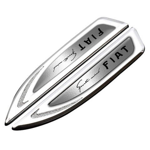 Fiat Fender Metal Emblem Silver Polished Surface Sport Mind Edition
