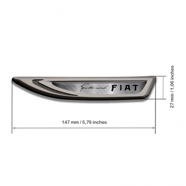 Fiat Fender Bodyside Badge Graphite Brushed Steel Sport Mind Logo