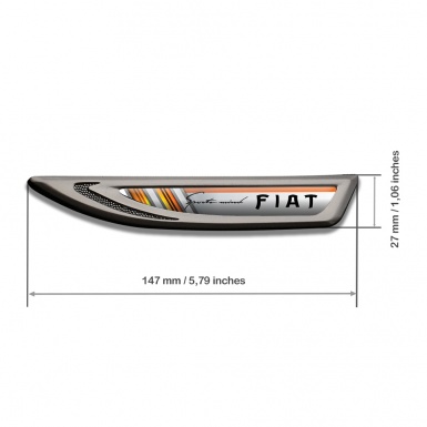 Fiat Fender Emblem Badge Graphite Orange Fragments Sport Mind Edition