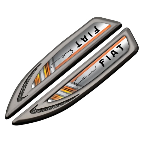 Fiat Fender Emblem Badge Graphite Orange Fragments Sport Mind Edition