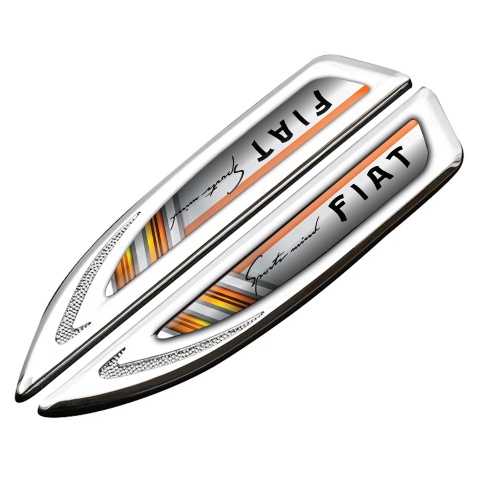 Fiat Fender Emblem Badge Silver Orange Fragments Sport Mind Edition