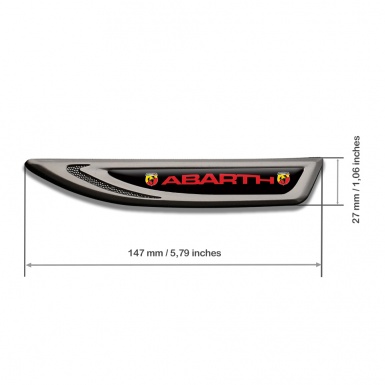 Fiat Abarth Fender Badge Self Adhesive Graphite Black Base Red Logo