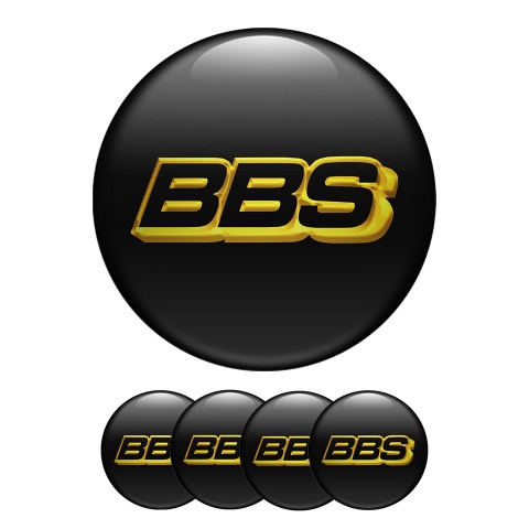 BBS Sticker Wheel Center Hub Cap Black and Gold Outline